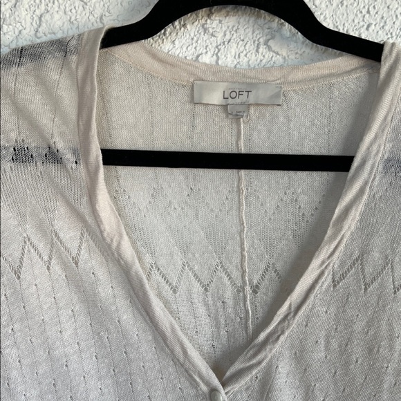 LOFT Light Cream Knit Cardigan - Picture 2 of 14